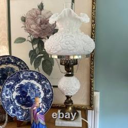 Fenton Poppy White Milk Glass Student Table Lamp