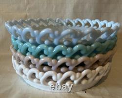 Fenton Reverse C Set of Pastel Colored Milk Glass Plates VHTF
