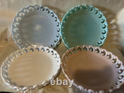 Fenton Reverse C Set of Pastel Colored Milk Glass Plates VHTF