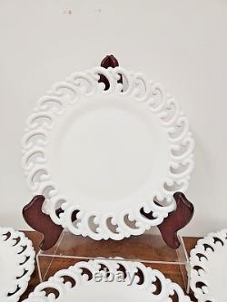 Fenton Reverse C White Milk Glass Plate Set Of Four