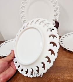 Fenton Reverse C White Milk Glass Plate Set Of Four