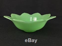 Fenton September Morn 5-Piece Console Set Jadeite Lotus Bowl Milk Glass Nymph