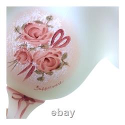 Fenton Signed Hand Painted Milk Glass Alarm Clock Mini Vase and Compote Set