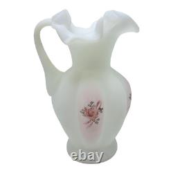 Fenton Signed Hand Painted Milk Glass Alarm Clock Mini Vase and Compote Set