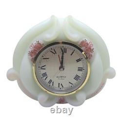 Fenton Signed Hand Painted Milk Glass Alarm Clock Mini Vase and Compote Set