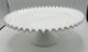 Fenton Silver Crest 13 White Milk Glass Cake Stand Footed Ruffled Clear Edge