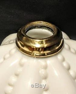 Fenton Silver Crest Beaded Melon Milk Glass Miniature Oil Lamp