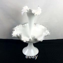 Fenton Silver Crest Epergne White Glass