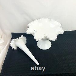 Fenton Silver Crest Epergne White Glass