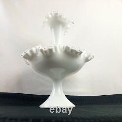 Fenton Silver Crest Epergne White Glass