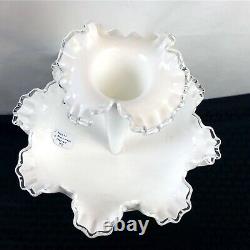 Fenton Silver Crest Epergne White Glass