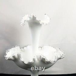 Fenton Silver Crest Epergne White Glass