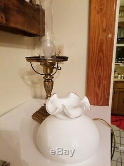 Fenton Silver Crest Milk Glass Rare Lamp, Mint Student Lamp White