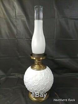 Fenton Silver Crest Spanish Lace Milk Glass Gone With The Wind Double Ball Lamp