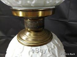 Fenton Silver Crest Spanish Lace Milk Glass Gone With The Wind Double Ball Lamp