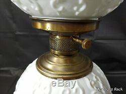 Fenton Silver Crest Spanish Lace Milk Glass Gone With The Wind Double Ball Lamp