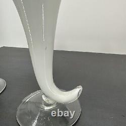 Fenton Trumpet Vase Silver Crest Ruffled Edge Footed Art Milk Glass