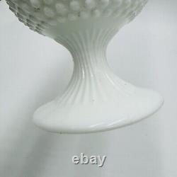 Fenton Vase Hobnail Handkerchief White Milk Glass 15.5 Tall Large Vintage