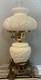 Fenton -vintage Gwtw White'poppy & Fern' Milk Glass Lamp-3 Way Light-free Ship