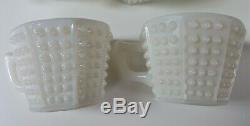 Fenton Vintage Hobnail White Milk Glass Punch Bowl Set with (12) Cups