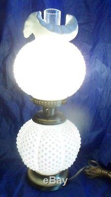 Fenton Vintage Milk Glass White Hobnail Gone with the Wind Lamp night light