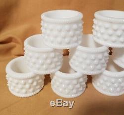 Fenton Vintage White Milk Glass Hobnail Napkin Rings set of 12 2 round