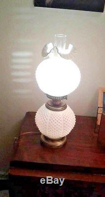 Fenton Vintage White milk glass White Hobnail Double Ball Lamp gone w the wind