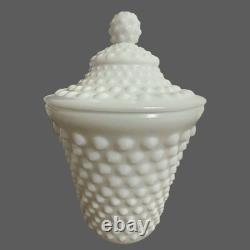 Fenton White Hobnail Milk Glass Honey Jar With Lid Mid-Century Vintage