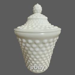 Fenton White Hobnail Milk Glass Honey Jar With Lid Mid-Century Vintage