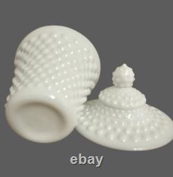 Fenton White Hobnail Milk Glass Honey Jar With Lid Mid-Century Vintage