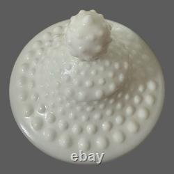 Fenton White Hobnail Milk Glass Honey Jar With Lid Mid-Century Vintage