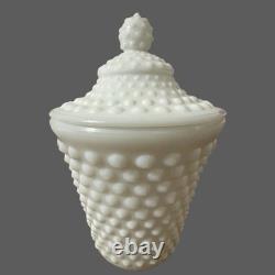 Fenton White Hobnail Milk Glass Honey Jar With Lid Mid-Century Vintage