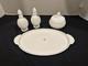 Fenton White Hobnail Milk Glass Vanity Set Perfumes And Powder Box & Tray