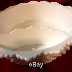Fenton White Hobnail Milkglass Very Rare Chip And Dip Bowl