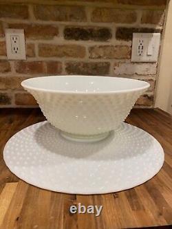 Fenton White Hobnail Punch Bowl with Underplate