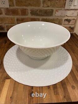 Fenton White Hobnail Punch Bowl with Underplate