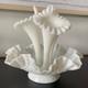 Fenton White Milk Glass Epergne Vase Centerpiece With 3 Removable Horns