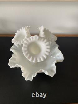 Fenton White Milk Glass Epergne Vase Centerpiece with 3 Removable Horns