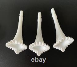 Fenton White Milk Glass Epergne Vase Centerpiece with 3 Removable Horns