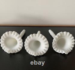 Fenton White Milk Glass Epergne Vase Centerpiece with 3 Removable Horns