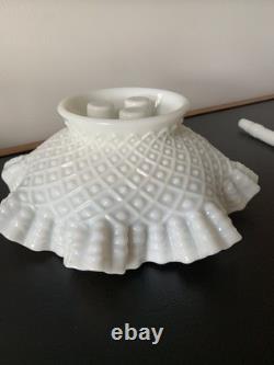 Fenton White Milk Glass Epergne Vase Centerpiece with 3 Removable Horns