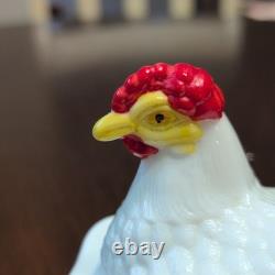 Fenton White Milk Glass Hen on Nest Covered Dish with Lid, Excellent Condition