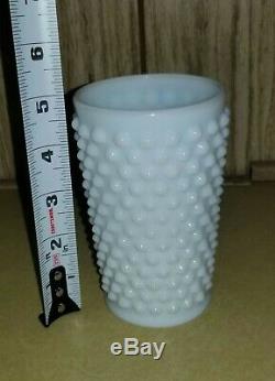 Fenton White Milk Glass Hobnail 8 Pitcher & 8 5 Tumblers Set, Vintage, EUC