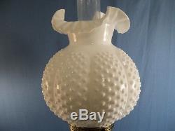 Fenton White Milk Glass Hobnail Double Globe Gone With the Wind Electric Lamp #2