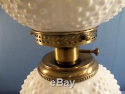 Fenton White Milk Glass Hobnail Double Globe Gone With the Wind Electric Lamp #2