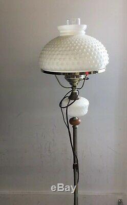 Fenton White Milk Glass Hobnail Floor Lamp 54 1/2 tall withChimney, Vintage