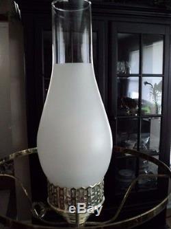 Fenton White Milk Glass Hobnail Floor Lamp 54 1/2 tall withChimney, Vintage