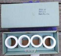 Fenton White Milk Glass Hobnail Napkin Rings Set Of 4 in Original Box Vintage