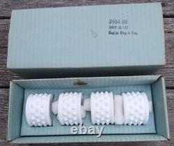 Fenton White Milk Glass Hobnail Napkin Rings Set Of 4 in Original Box Vintage