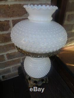 Fenton White Milk Glass Hobnail Parlor Gone With The Wind Lamp GWTW 20